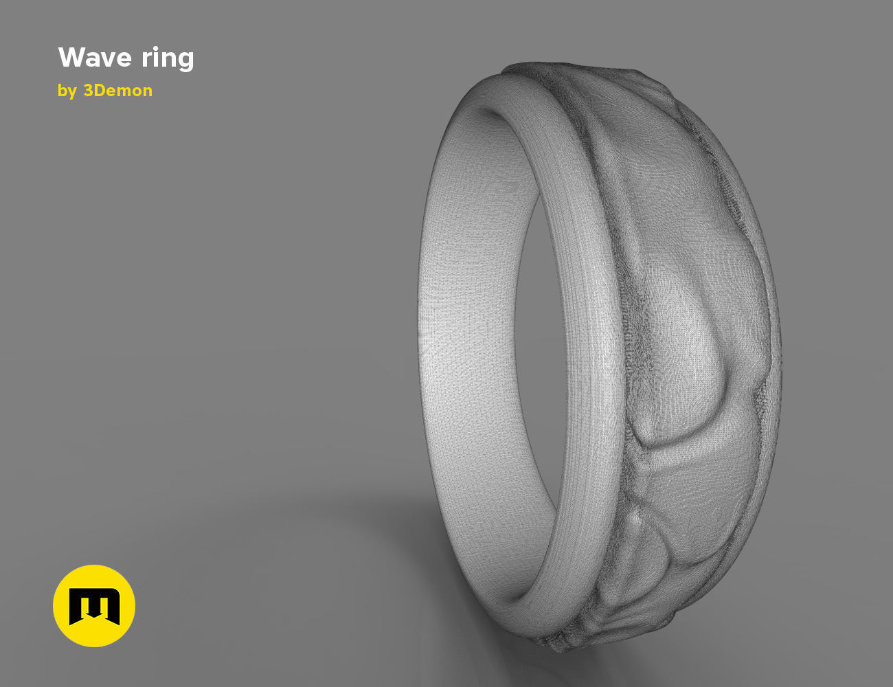 Wave ring 3D print model_9
