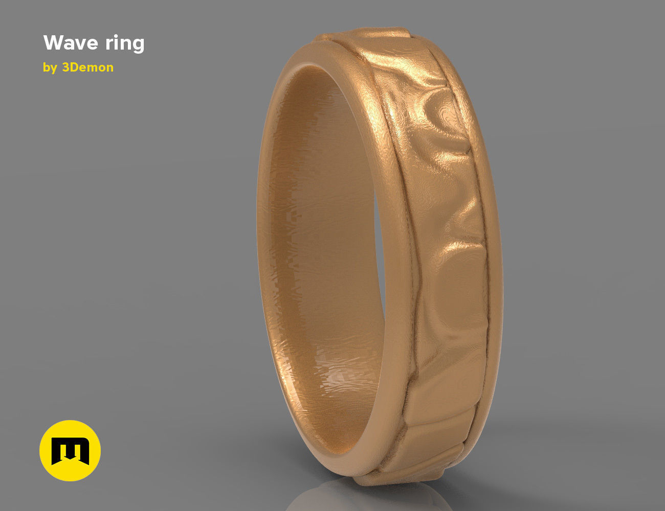 Wave ring 3D print model_4