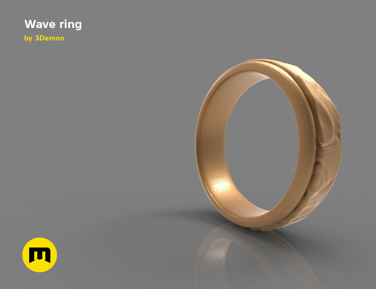 Wave ring 3D print model_2