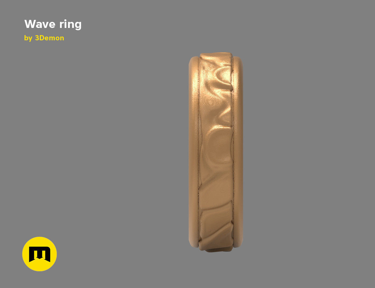 Wave ring 3D print model_5