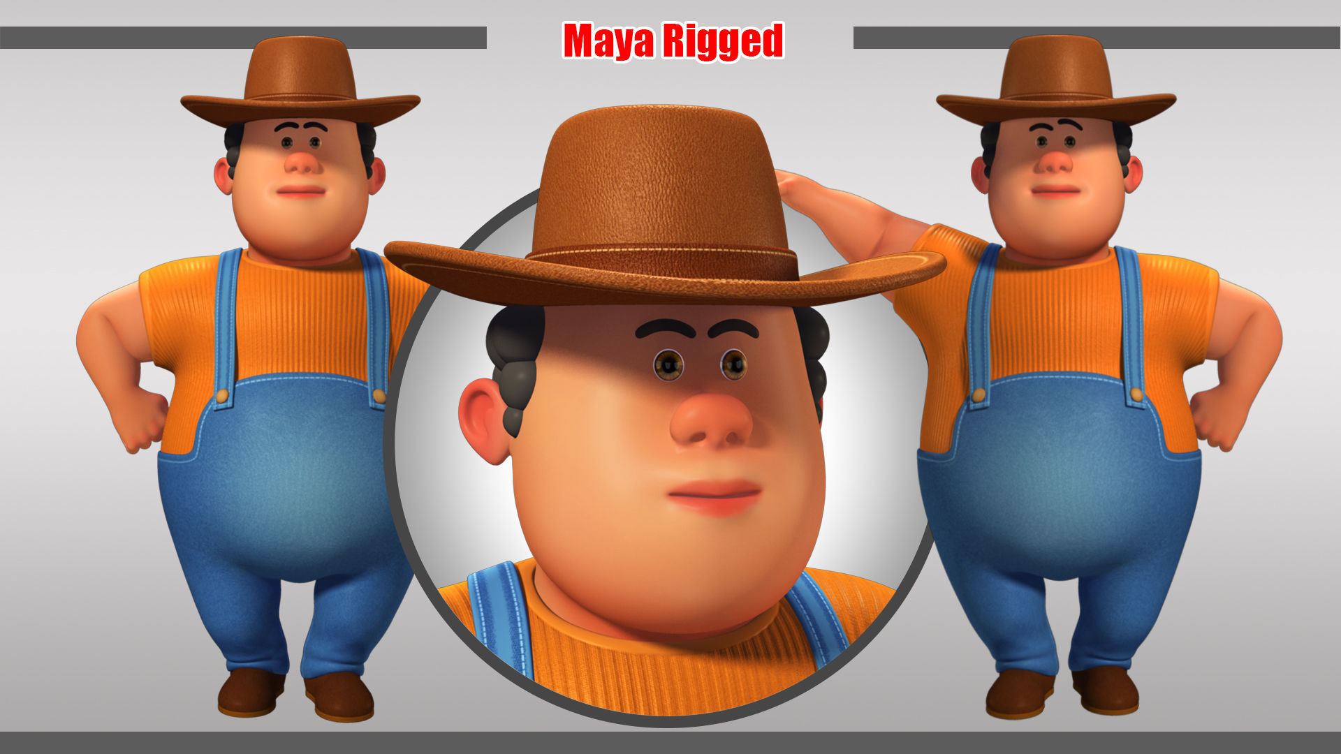 Cartoon Man Rigged  Low-poly 3D model_1