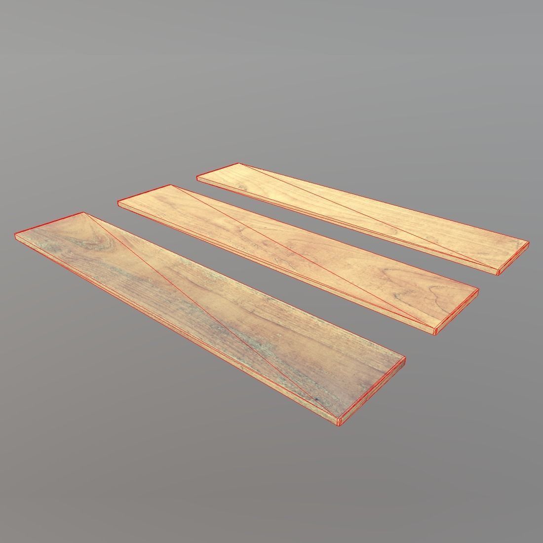 Plank three wooden planks Low-poly 3D model_4