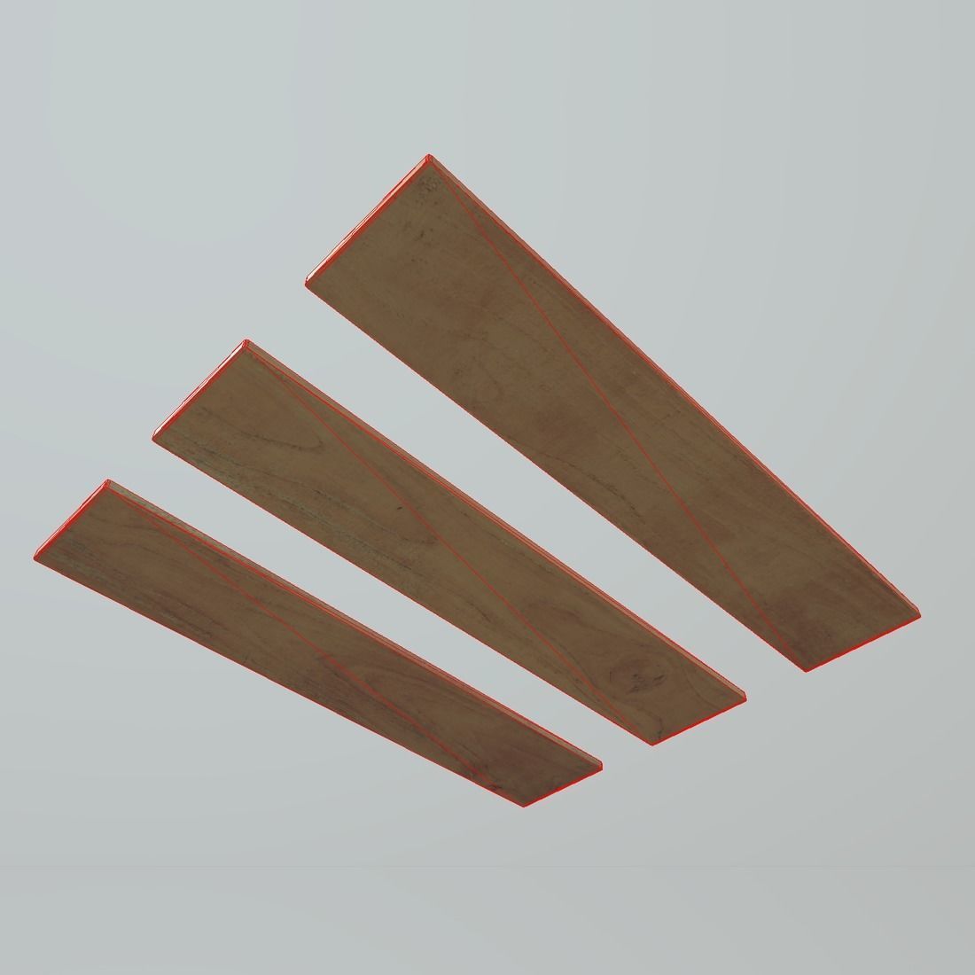Plank three wooden planks Low-poly 3D model_5