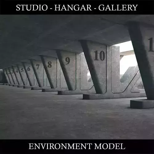 Hangar Studio Gallery Low-poly 3D model