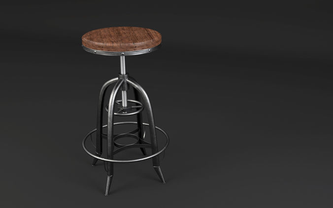 Vintage twisted stool - loft chair  3D model