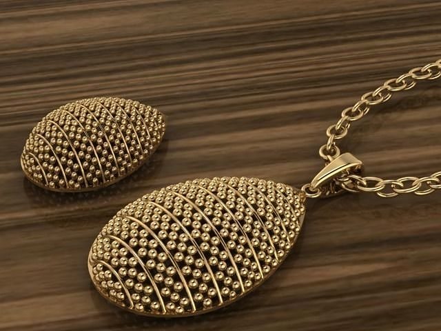 Plain Golden Locket set without stones 3D print model