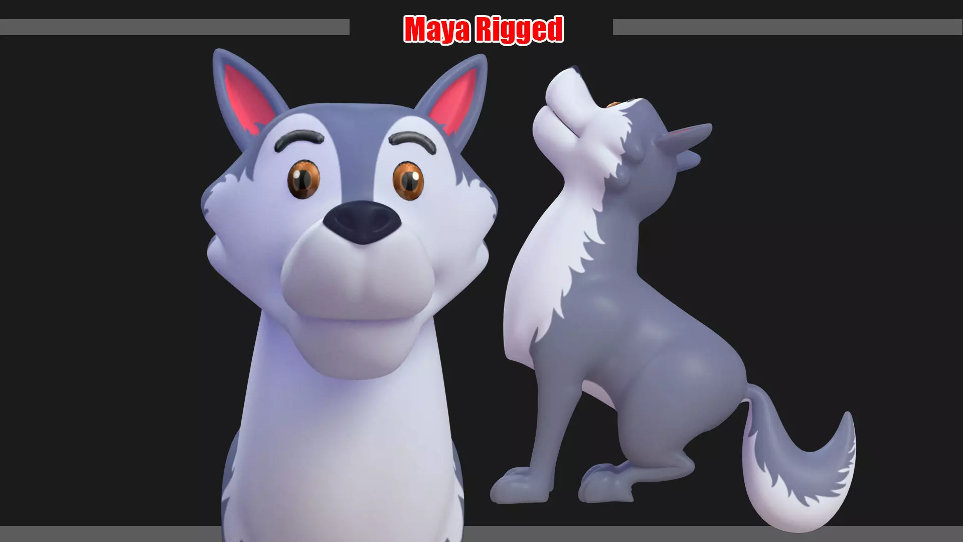 Wolf Rigged Low-poly 3D model_0