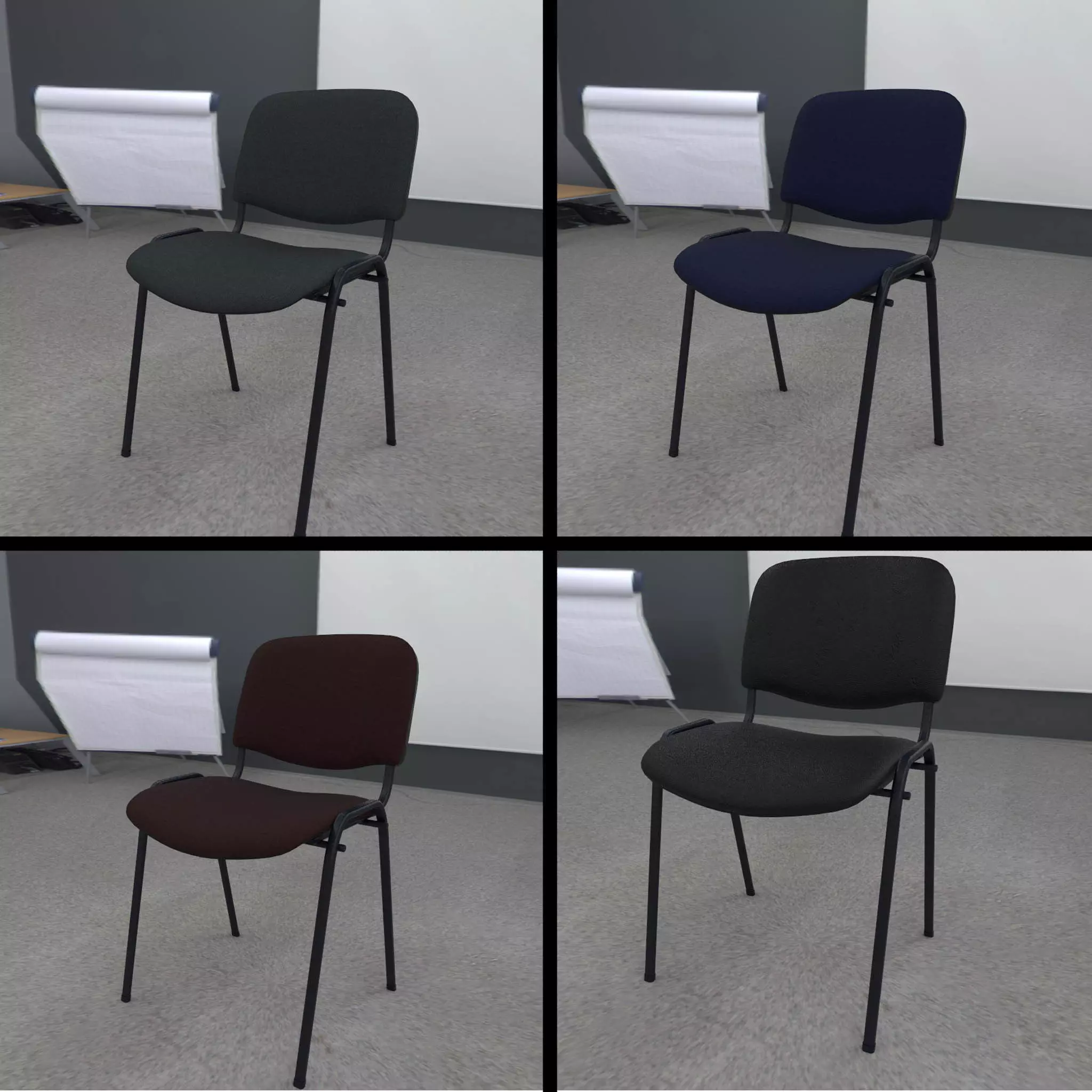 FREE Office chair ISO lowpoly 4 texture sets game-ready Free low-poly 3D model