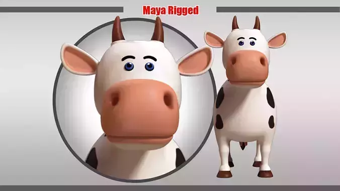 Cow Rigged Low-poly 3D model