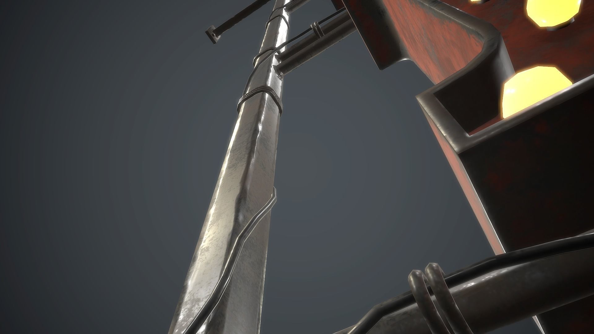 Old Metal Hotel Sign PBR Game Ready Low-poly 3D model_12