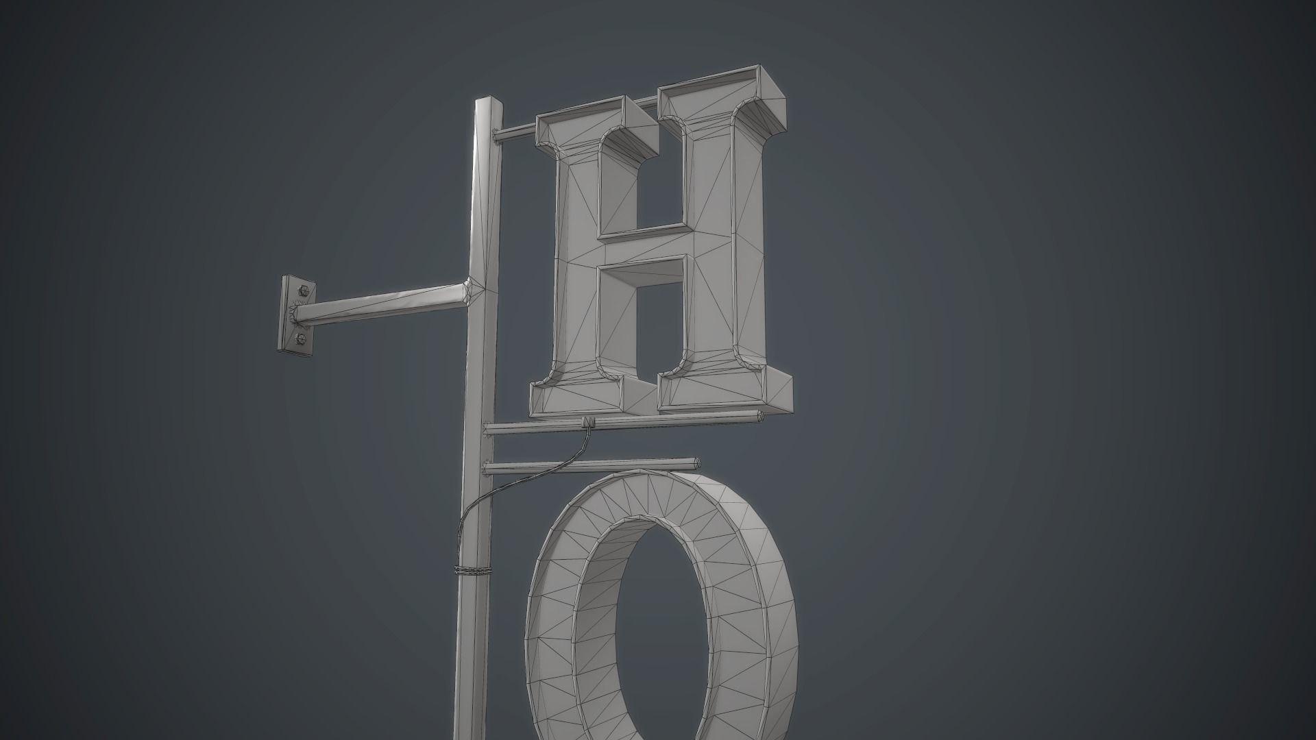 Old Metal Hotel Sign PBR Game Ready Low-poly 3D model_24