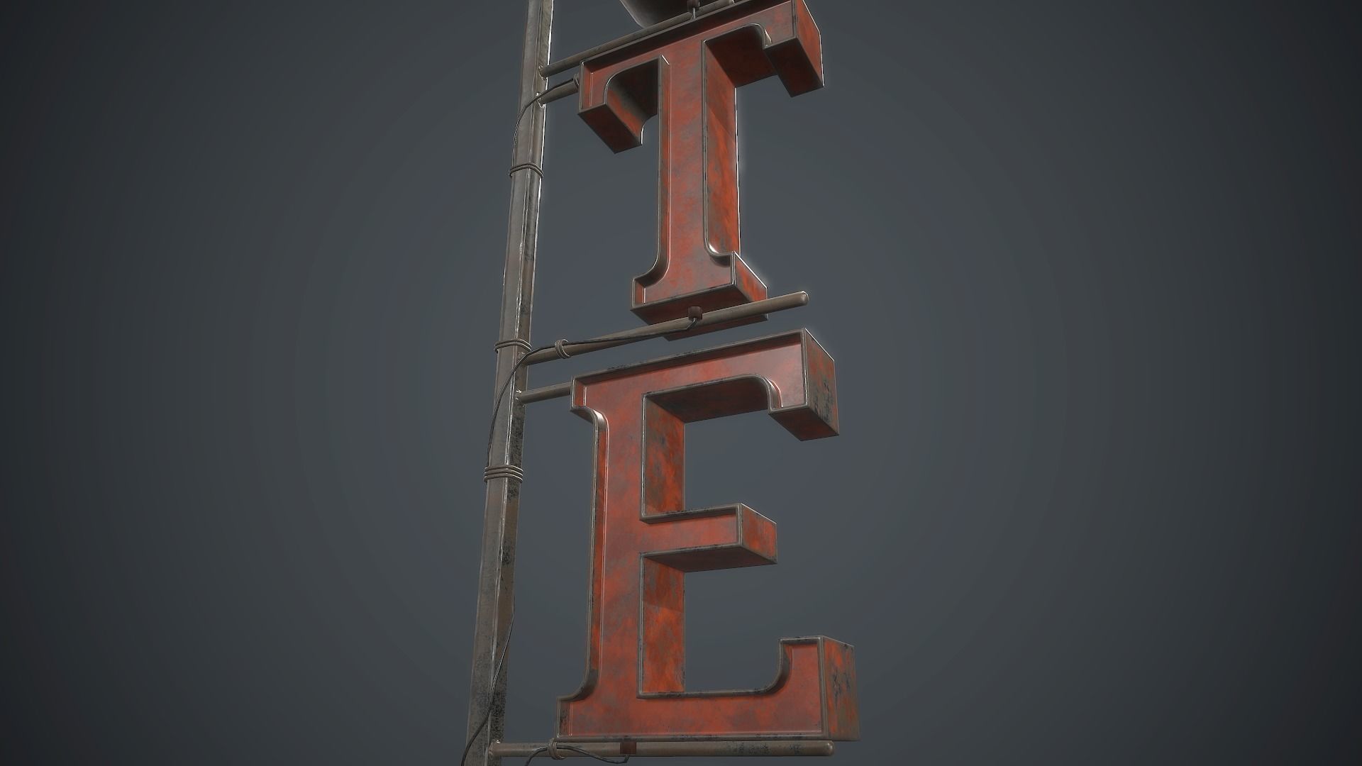 Old Metal Hotel Sign PBR Game Ready Low-poly 3D model_19
