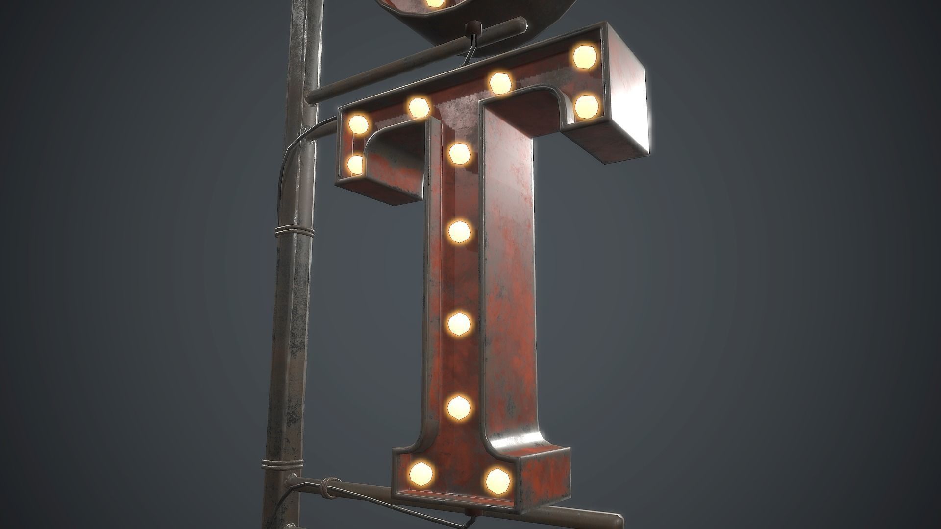 Old Metal Hotel Sign PBR Game Ready Low-poly 3D model_15