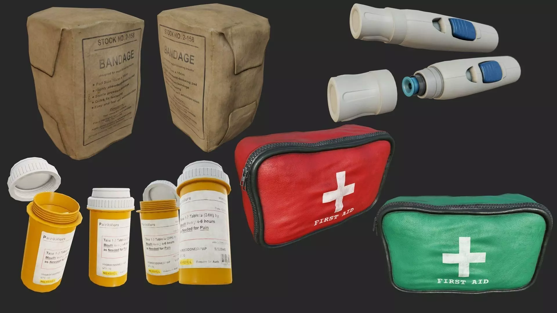 First Aid Collection PBR Low-poly 3D model_0