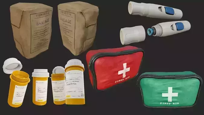 First Aid Collection PBR Low-poly 3D model