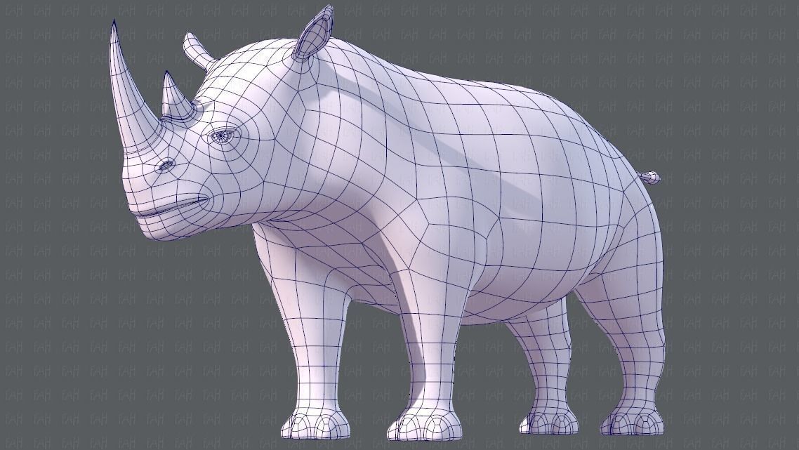 Rhino V01 Low-poly 3D model_34