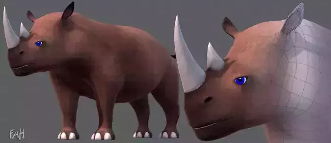 Rhino V01 Low-poly 3D model