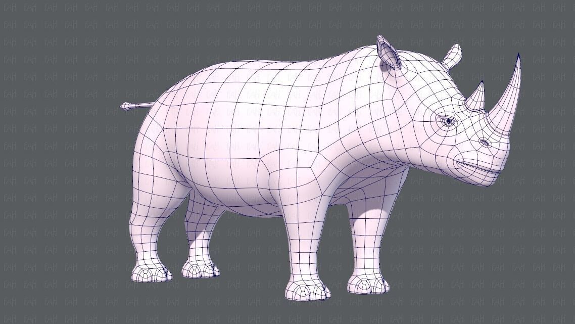 Rhino V01 Low-poly 3D model_10