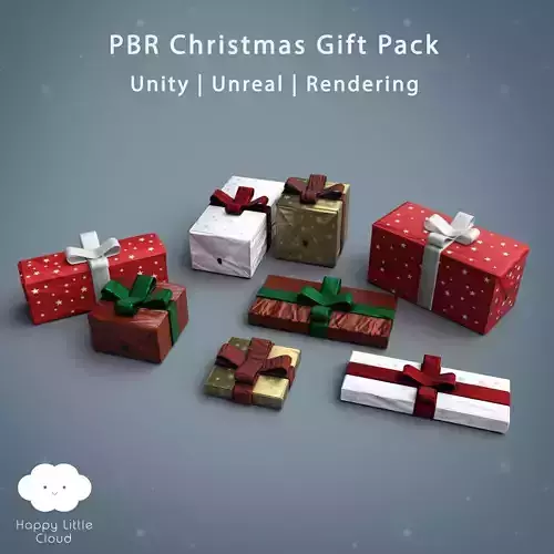 PBR Christmas Gift Pack Low-poly 3D model