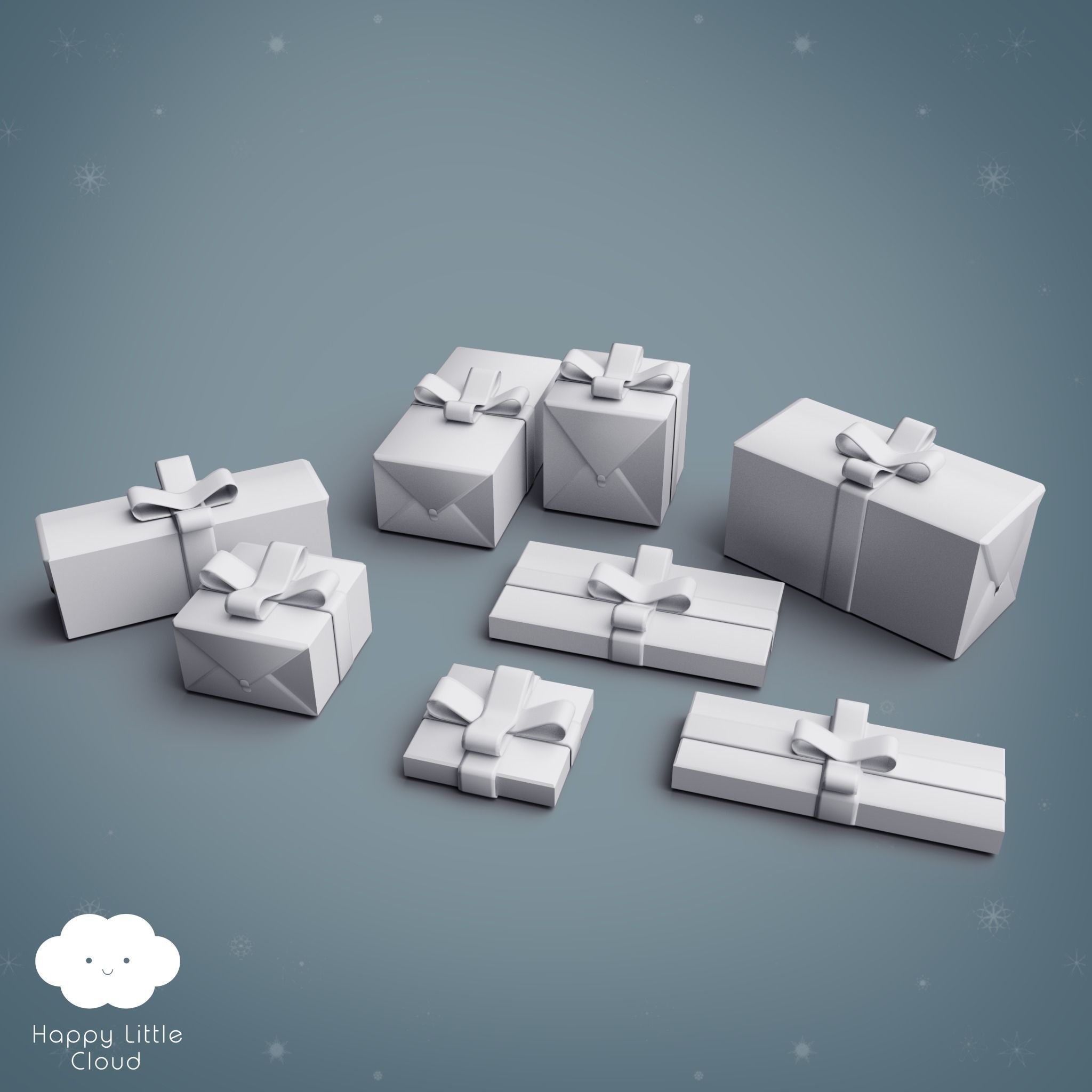 PBR Christmas Gift Pack Low-poly 3D model_1