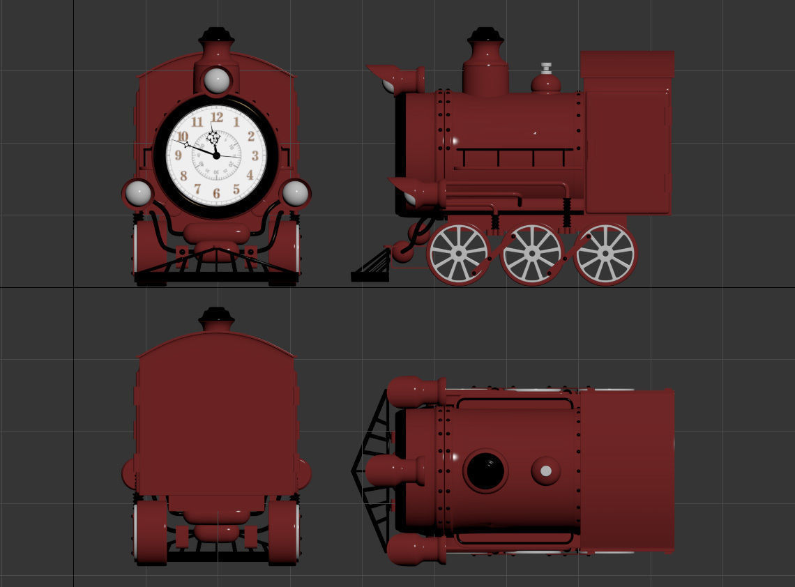 locomotive vintage train clock 3D model_1