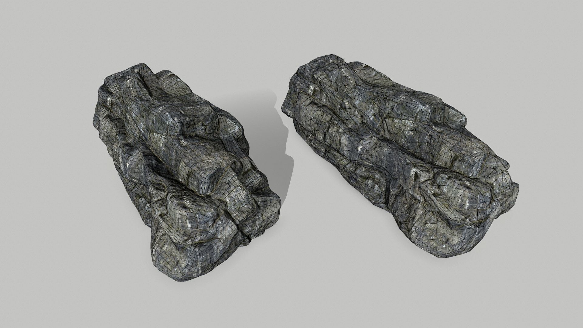 cliff rocks set Low-poly 3D model_14