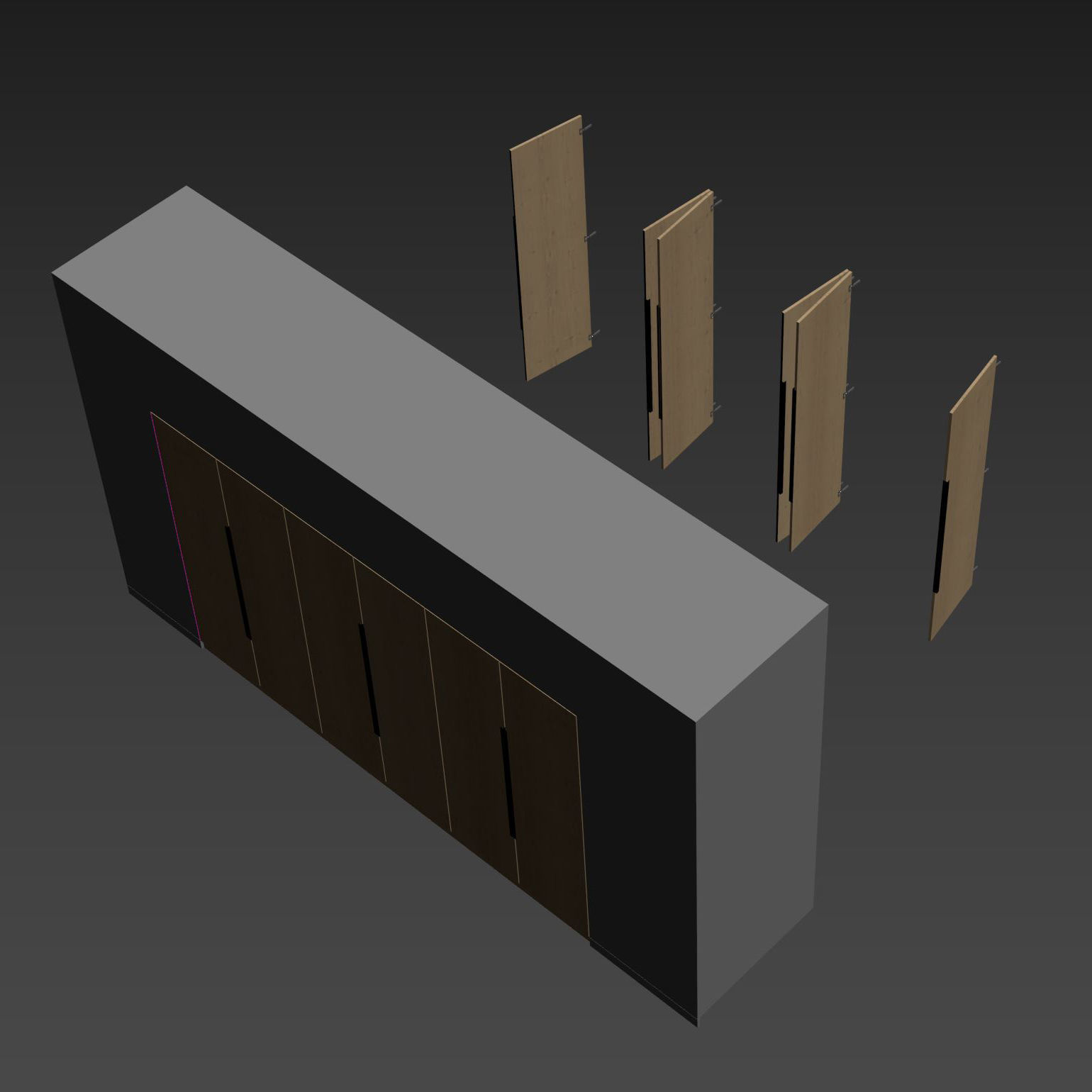 Wardrobe closet with two doors and drawers 3D model_3
