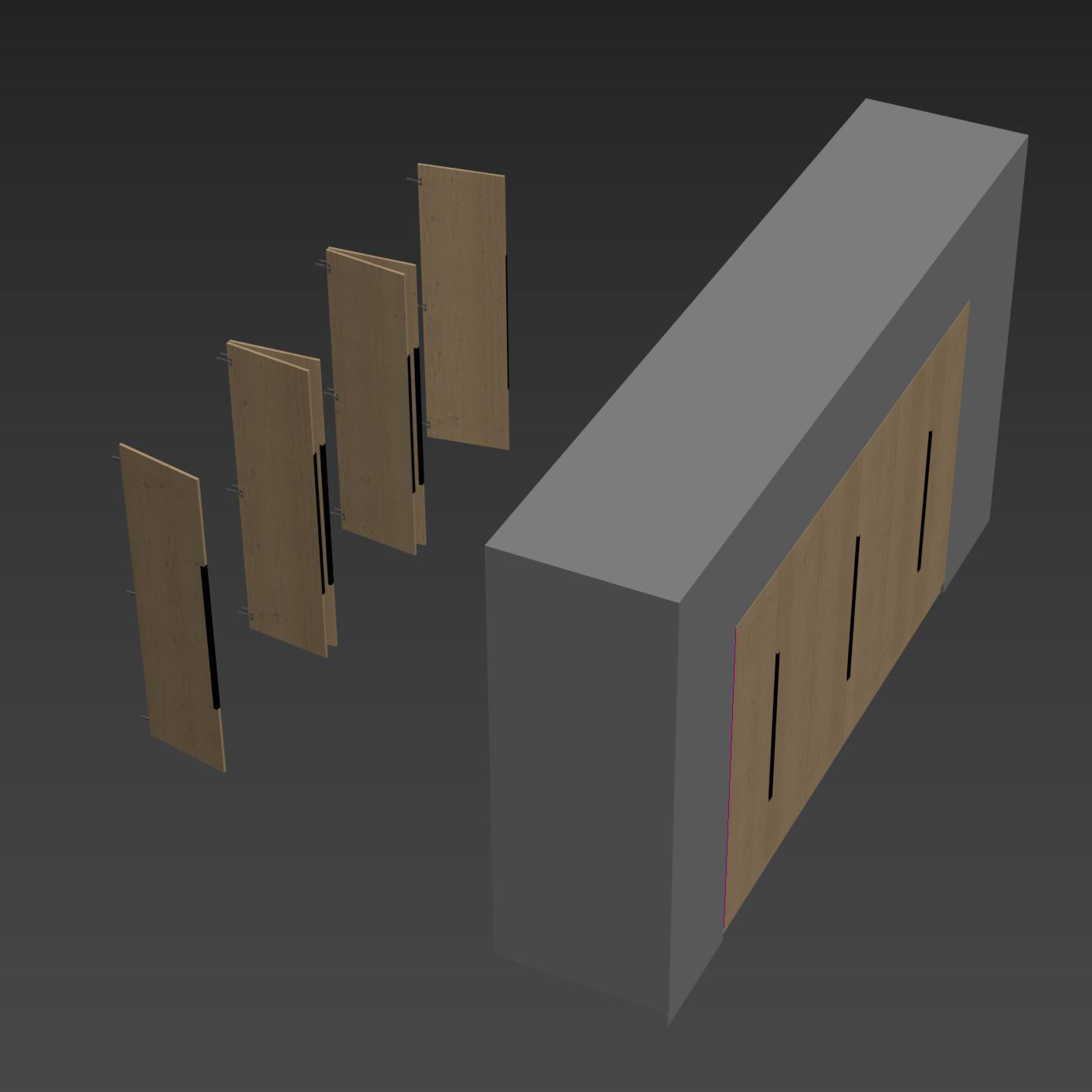 Wardrobe closet with two doors and drawers 3D model_2