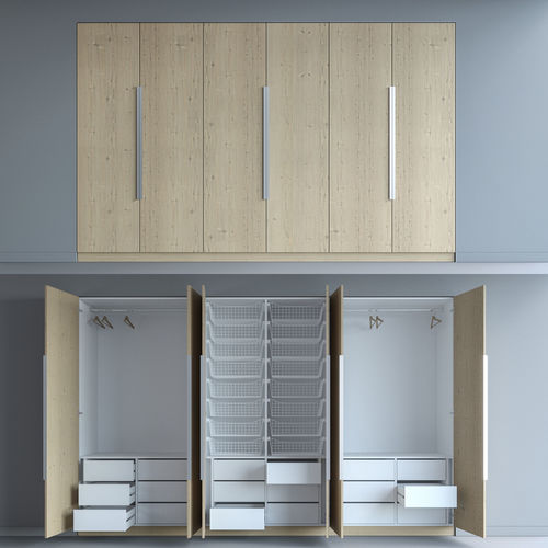 Wardrobe closet with two doors and drawers 3D model