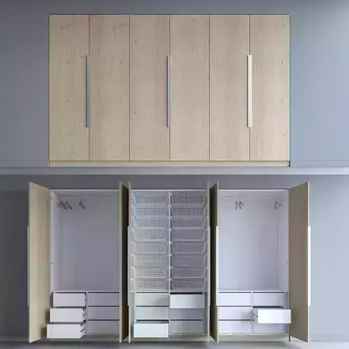 Wardrobe closet with two doors and drawers