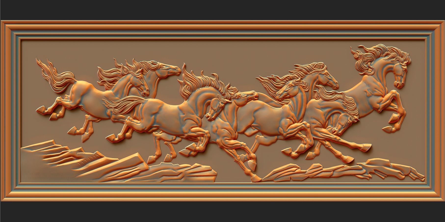 Eight Horses for CNC and  3D print model_1