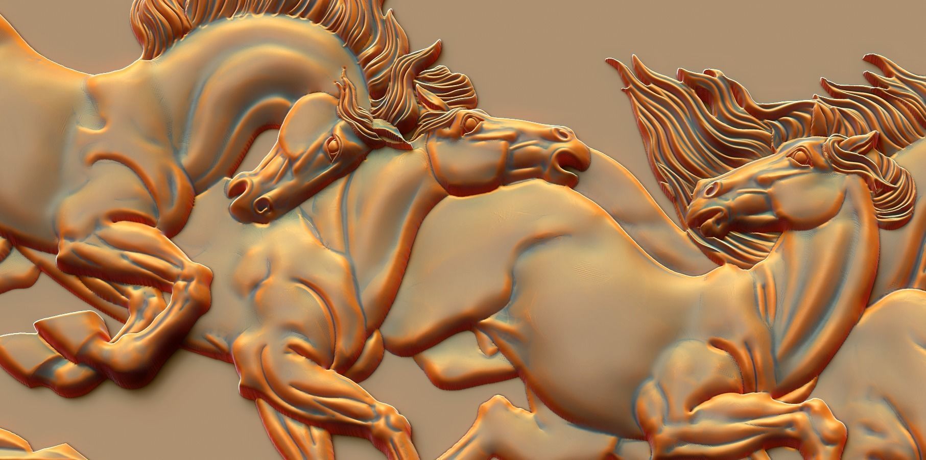 Eight Horses for CNC and  3D print model_3