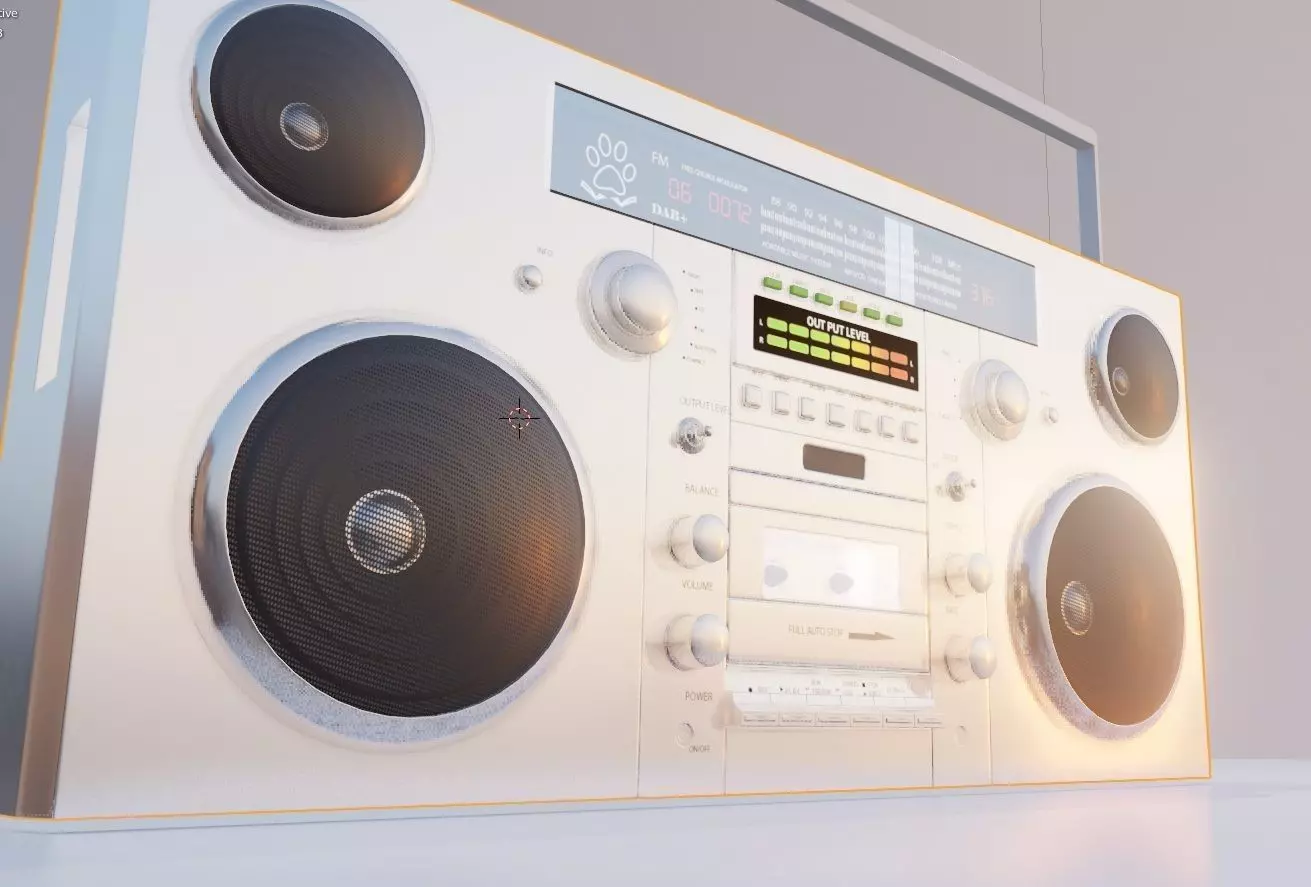 boombox vintage cassete player Low-poly 3D model