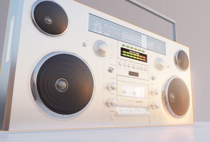 boombox vintage cassete player Low-poly 3D model