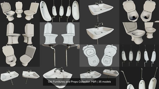 Old Furnitures and Props Collection PBR 3D Model Pack 5