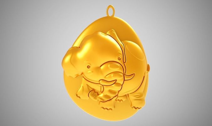 Rock Elephant Necklace 3D print model