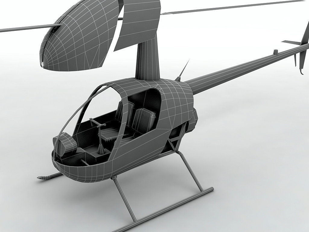 Robinson R22 Helicopter Low-poly 3D model_4