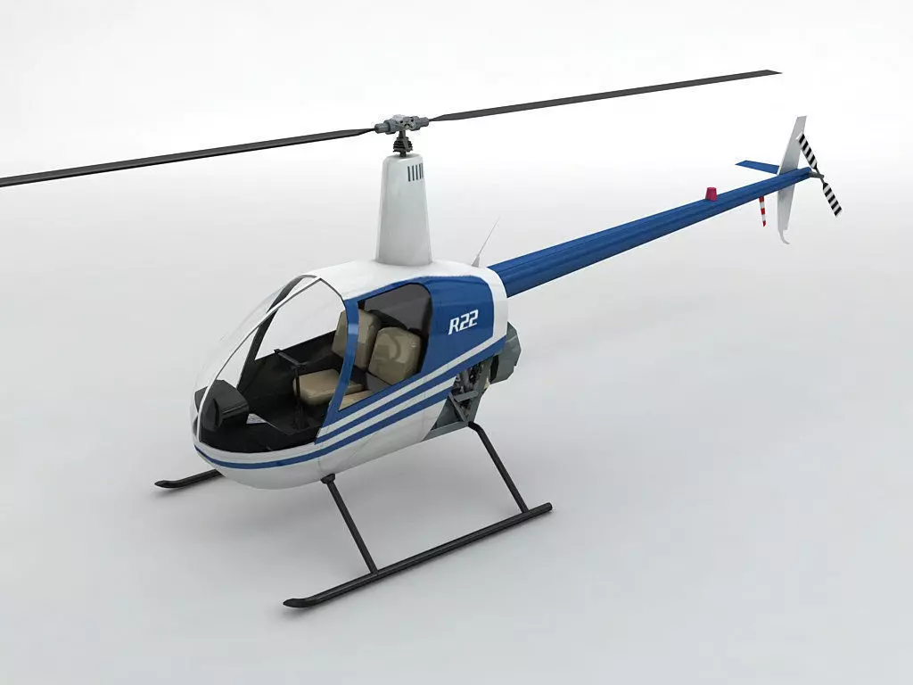 Robinson R22 Helicopter Low-poly 3D model_0