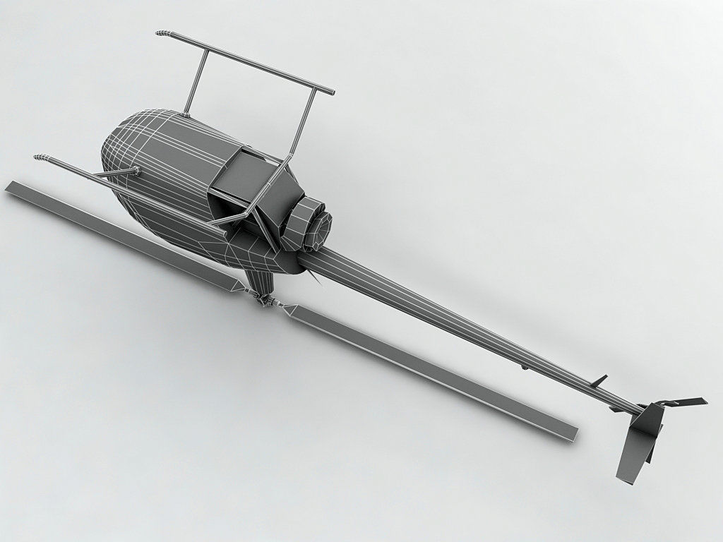 Robinson R22 Helicopter Low-poly 3D model_3