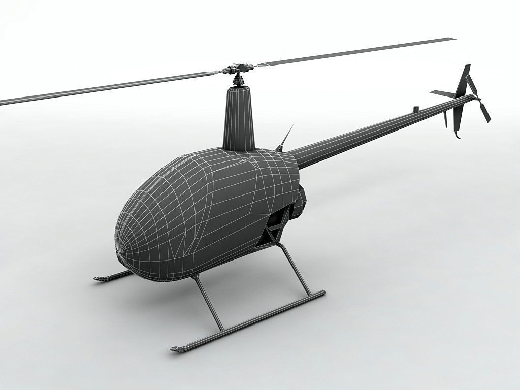 Robinson R22 Helicopter Low-poly 3D model_2