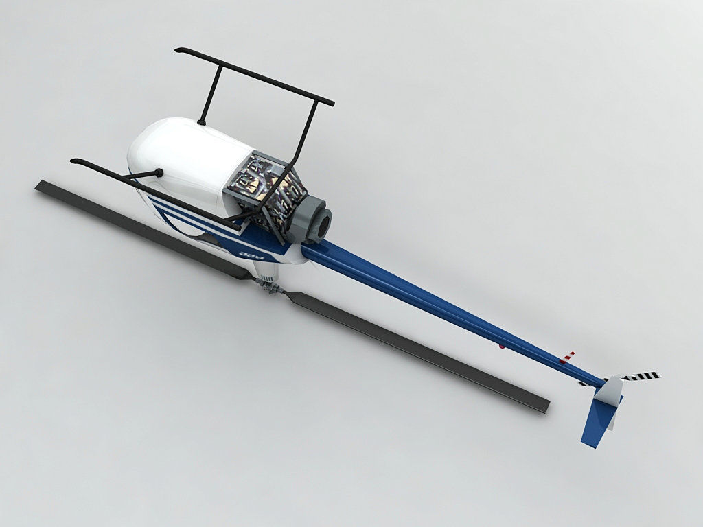 Robinson R22 Helicopter Low-poly 3D model_1