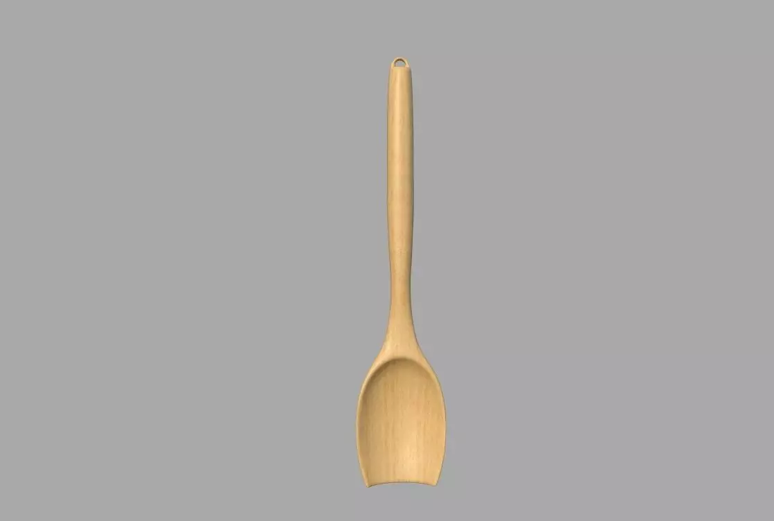 wooden spoon  Low-poly 3D model_0