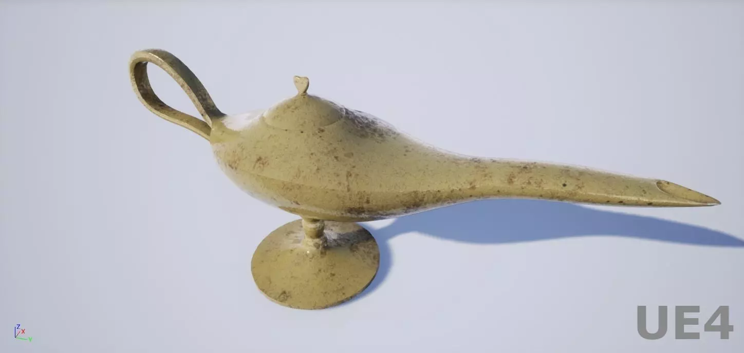 Ancient Oil Lamp Low-poly 3D model_0