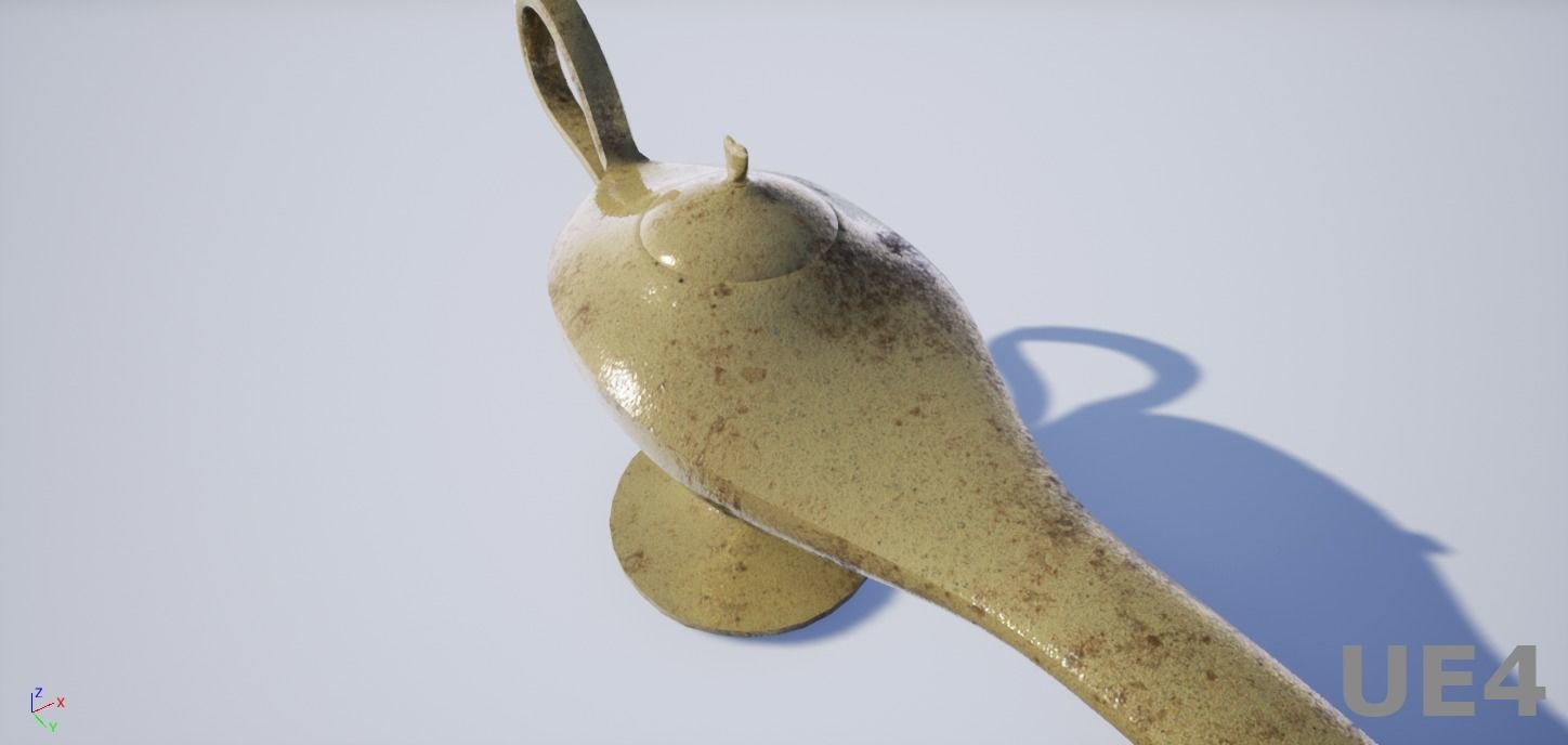 Ancient Oil Lamp Low-poly 3D model_3