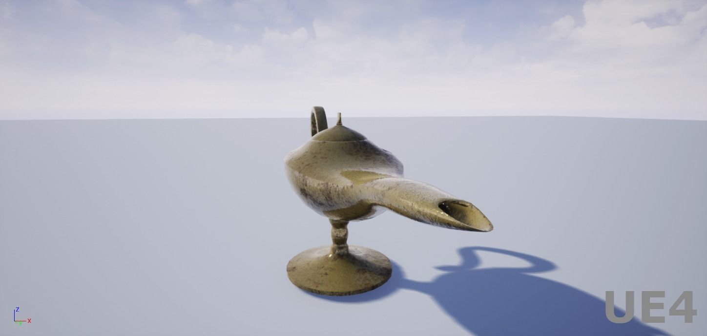Ancient Oil Lamp Low-poly 3D model_2