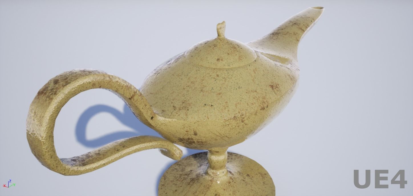 Ancient Oil Lamp Low-poly 3D model_5