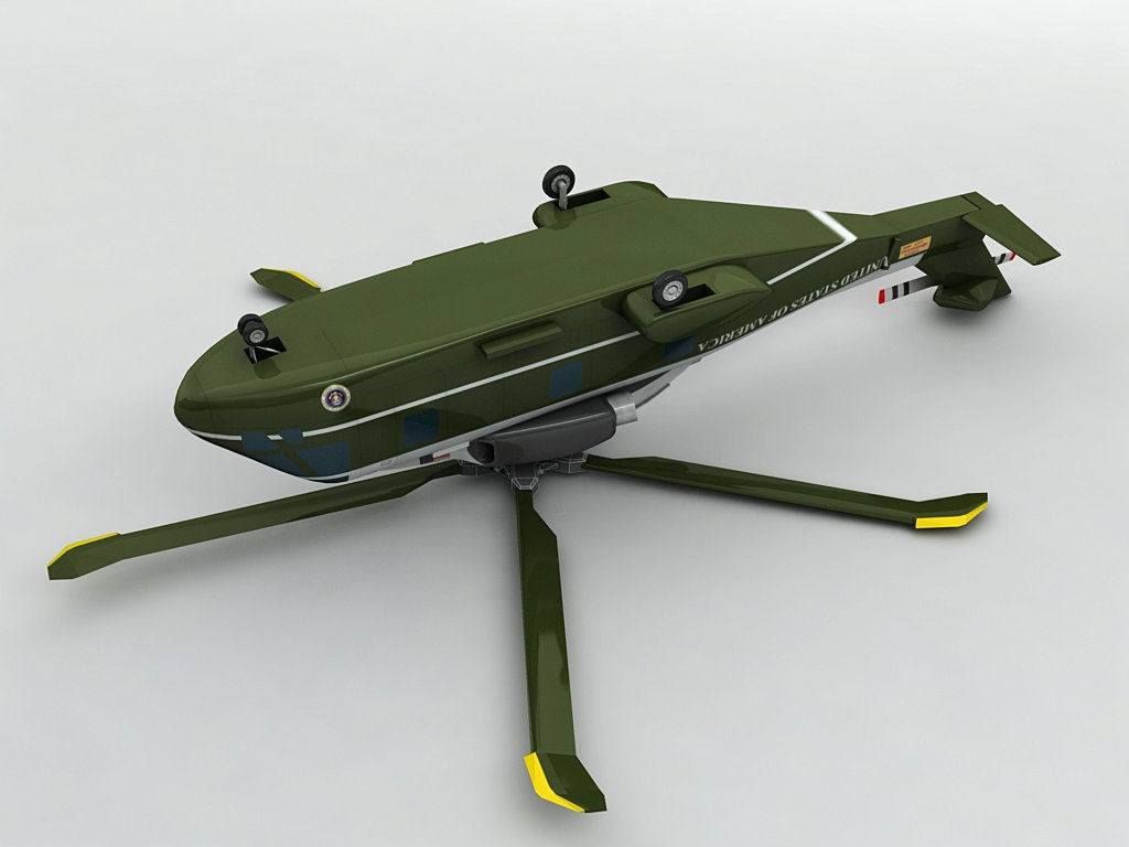 Marine One US 101 Helicopter Low-poly 3D model_1