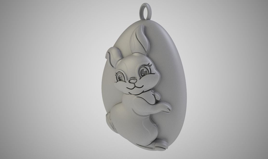 Rock Rabbit Necklace 3D print model_2