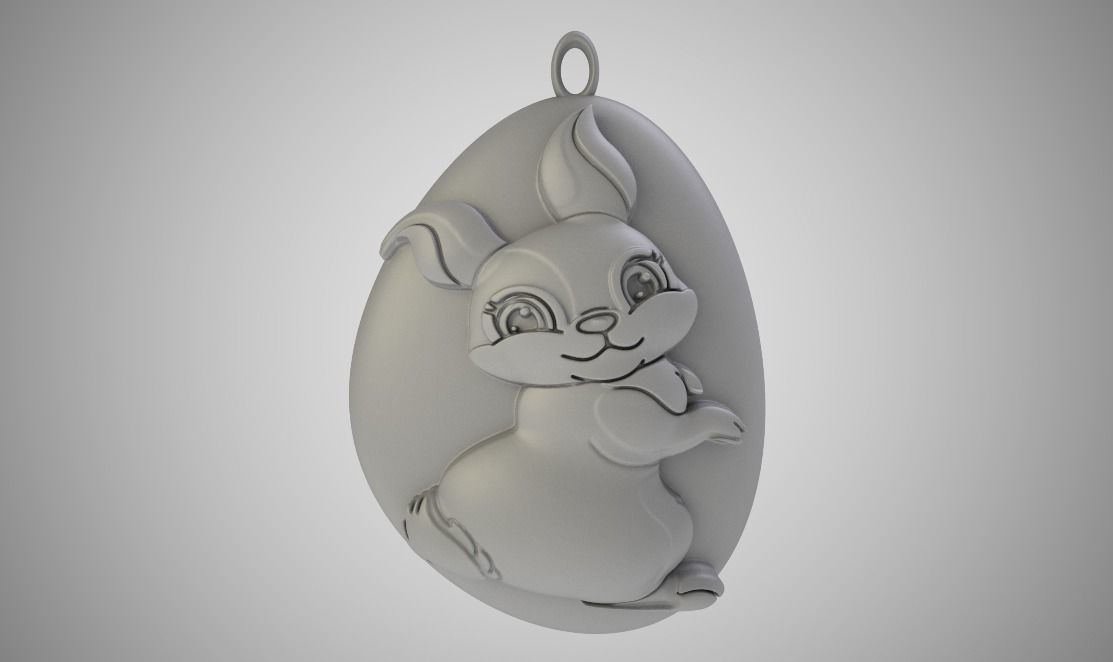 Rock Rabbit Necklace 3D print model_1