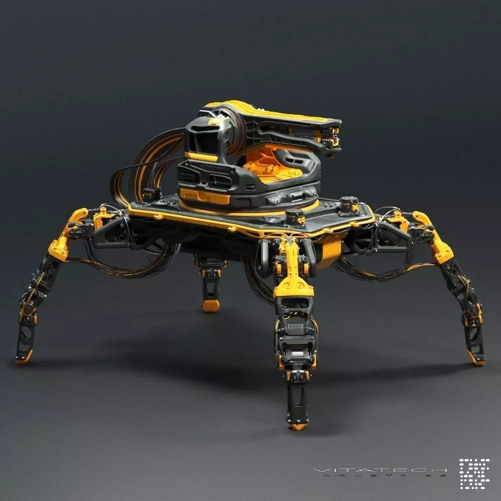 Sci-fi Turret robot 3D model_0